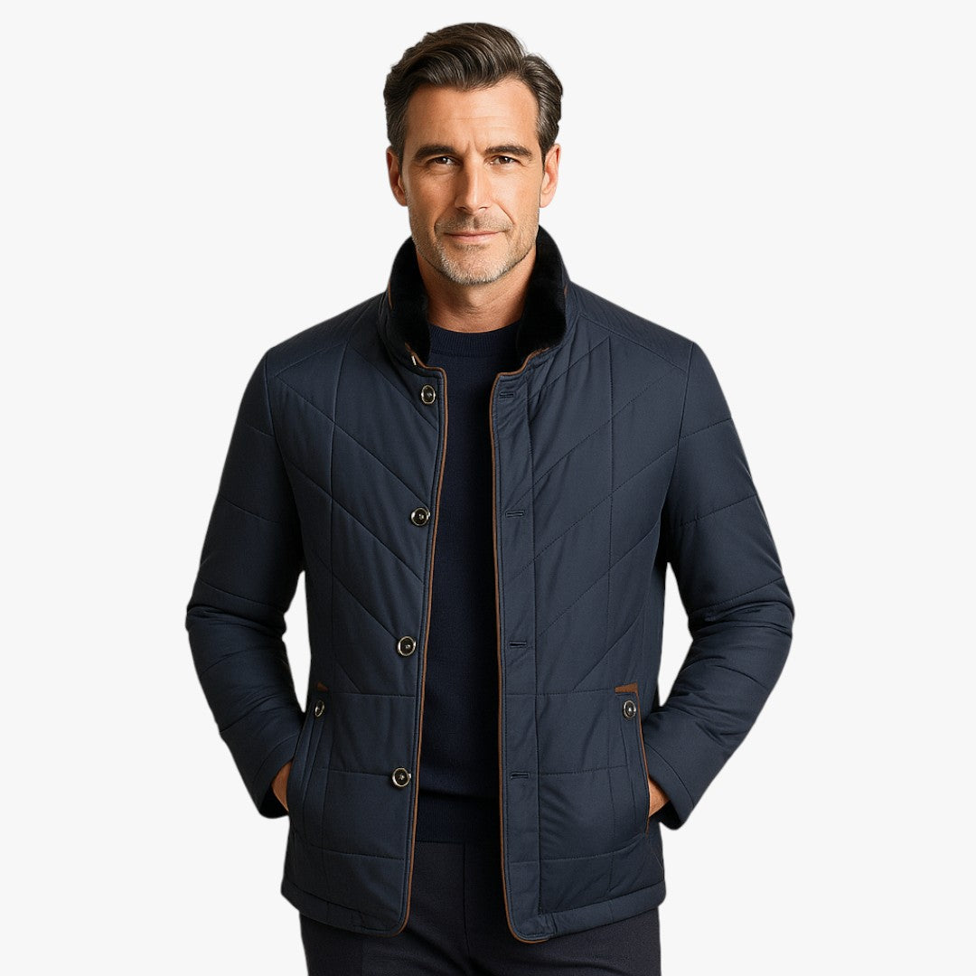 Kurze Herrenjacke mit Reißverschluss und Knopfleiste – Gefüttertes Wintermodell