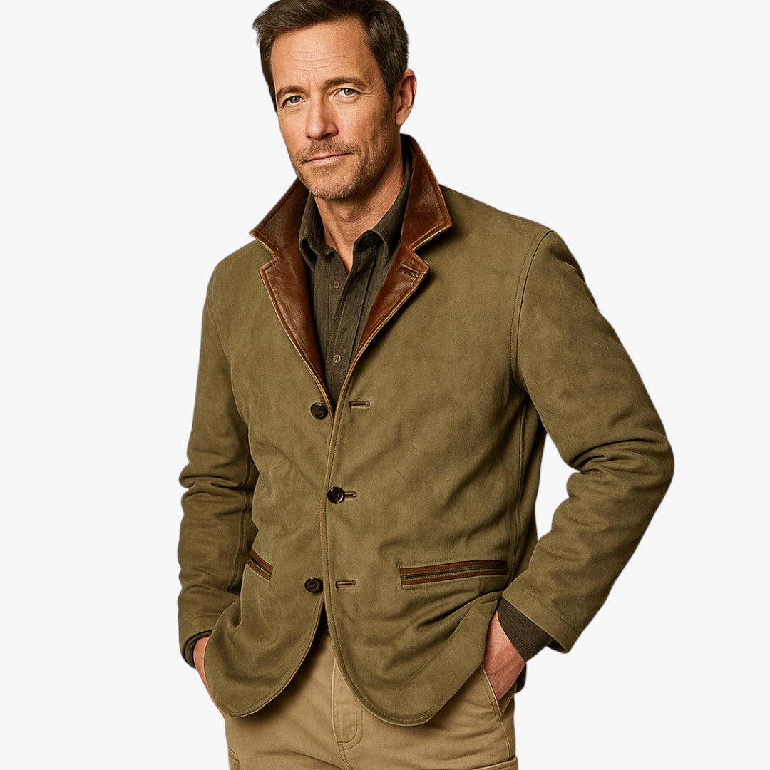 Kurzer Herrenblazer mit Reißverschluss und Knopfleiste – Wintermodell