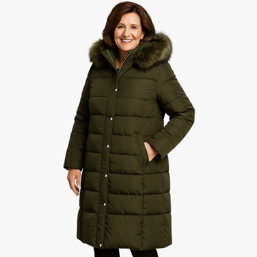 Langer Damenparka mit Kapuze – Warmes Wintermodell