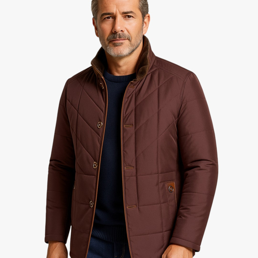 Kurze Herrenjacke mit Reißverschluss und Knopfleiste – Gefüttertes Wintermodell